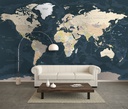 Papel Tapiz Mapa del Mundo Vintage en Madera