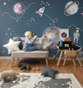 Papel Tapiz Espacio Brillante con Oso Astronauta