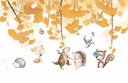 Papel Tapiz  - Hojas de Otoño y Animales Cartoon