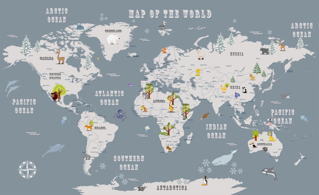 Papel Tapiz  - Mapa Político con Animales