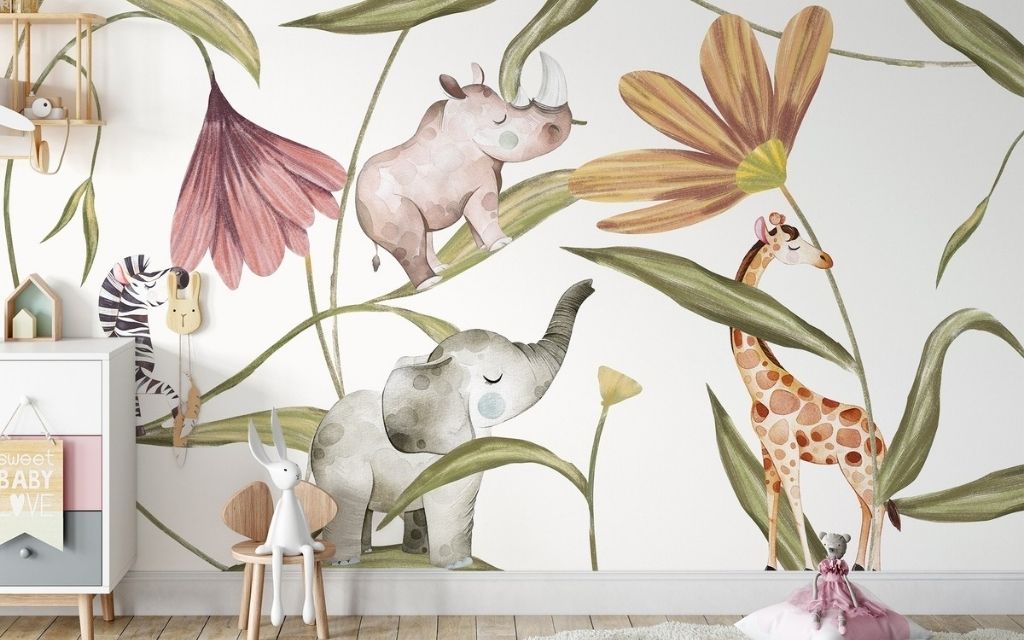 Papel Tapiz  - Animales y Flores (M2)