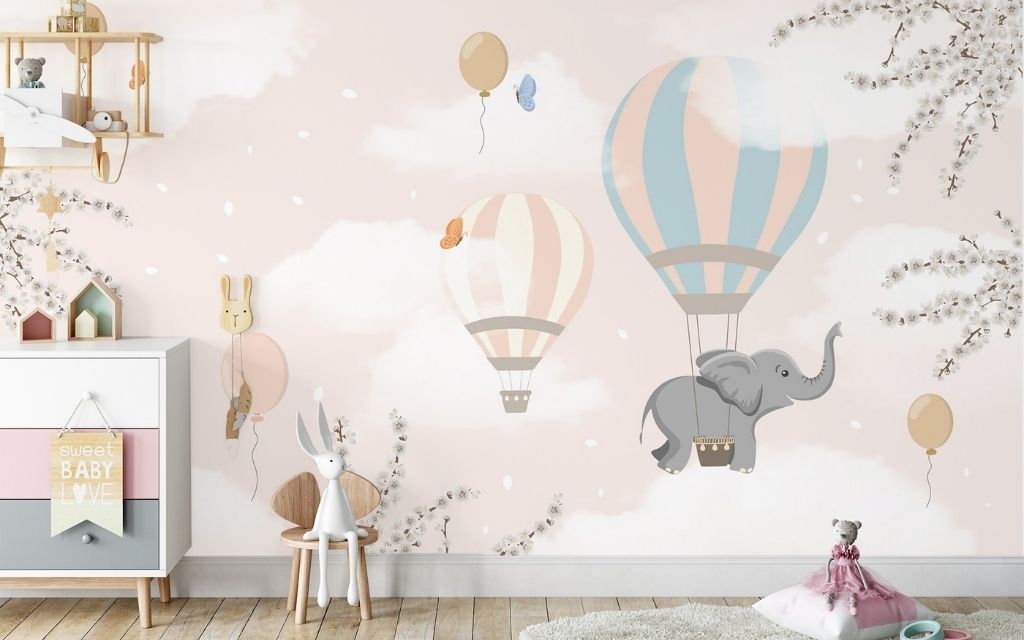 Papel Tapiz  - Globos con  Elefante (M2)