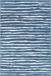 Alfombra Striped Carved Blue